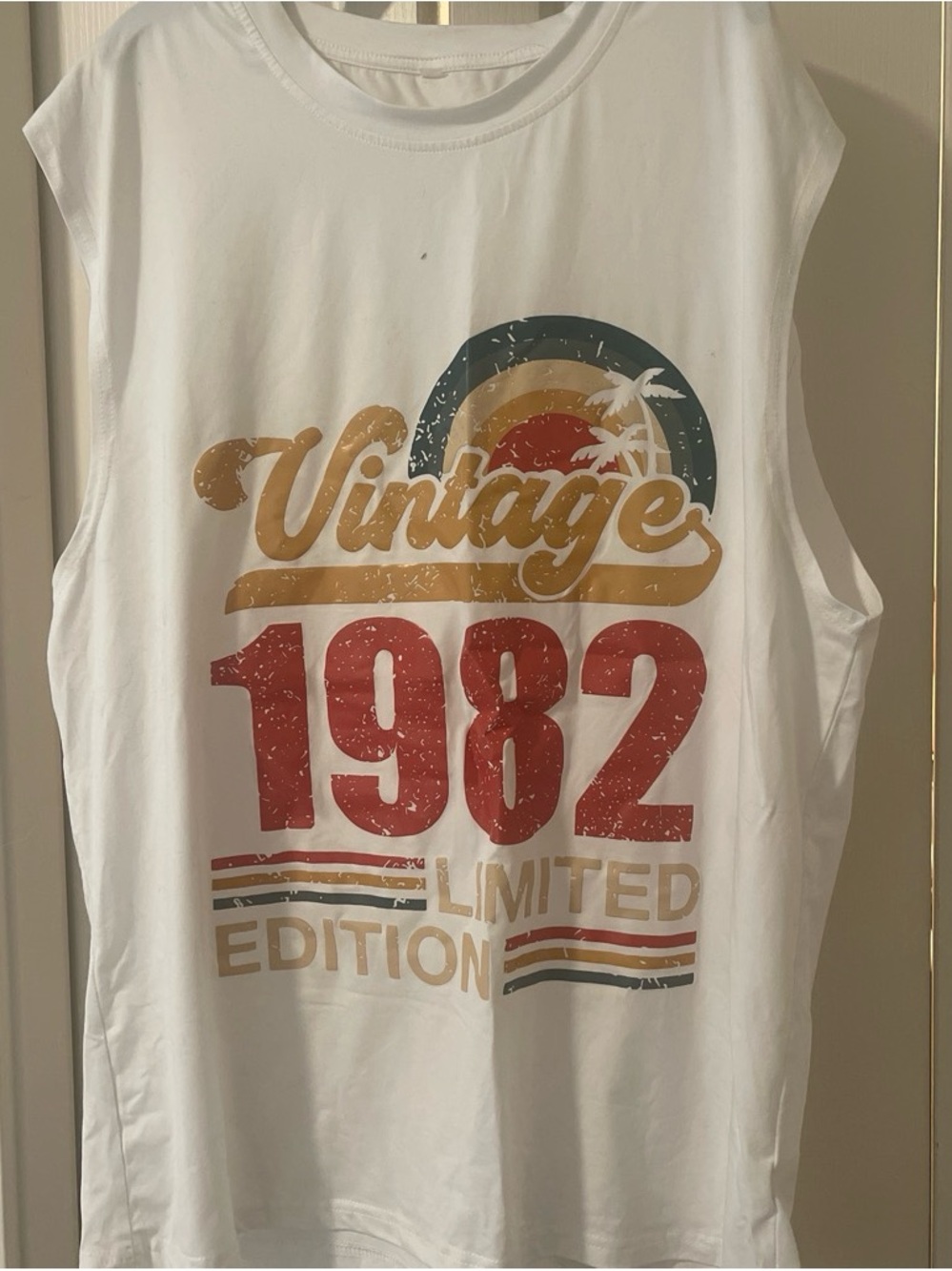 Vintage 1982 Limited Edition Graphic Muscle Tank - White